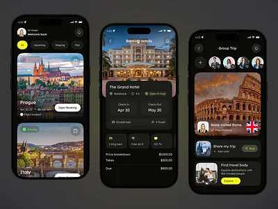 Smart Travel Planner Mobile App animation app travel best app design booking app design home screen mobile mobile app design mobile ui mobile ui design resort travel agency travel app travel booking travel mobile app traveling ui vacation