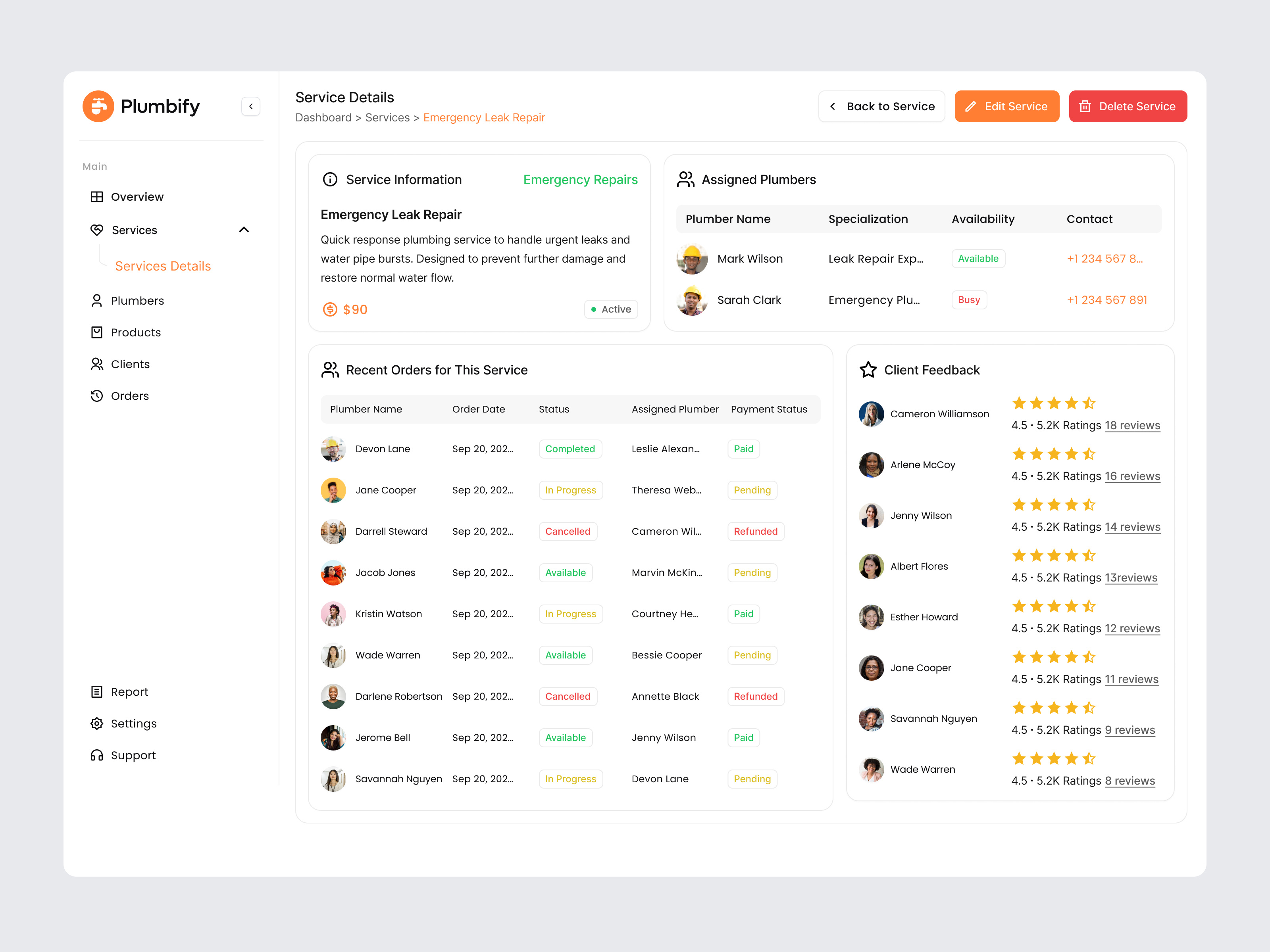 Dashboard Design - Plumbing Service Management booking dashboard dashboard job tracking app minimal plumbing plumbing dashboard plumbing service dashboard plumbing service management product design saas saas dashboard service booking system service management ui technician management uiux web app
