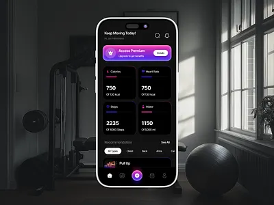 Fitness App app daily activity dark design exercise fitness fitness mobile app gym ios minimal mobile modern ui sport tracker tracking app ui ux workout app