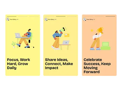 Focus Create & Succeed business illustration character design creative work daily routine digital lifestyle flat illustration focus illustration instagram stories minimal design modern illustration motivational illustration people illustration productivity social media design startup life story design success mindset teamwork vector illustration
