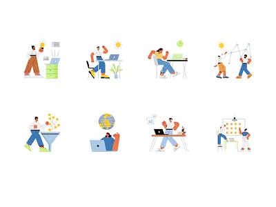 Productive Creative Lifestyle business illustration character design colorful illustration creative work daily routine finance illustration flat illustration illustration lifestyle illustration minimal illustration modern illustration office life people illustration productivity startup teamwork ui illustration vector art web illustration work life balance