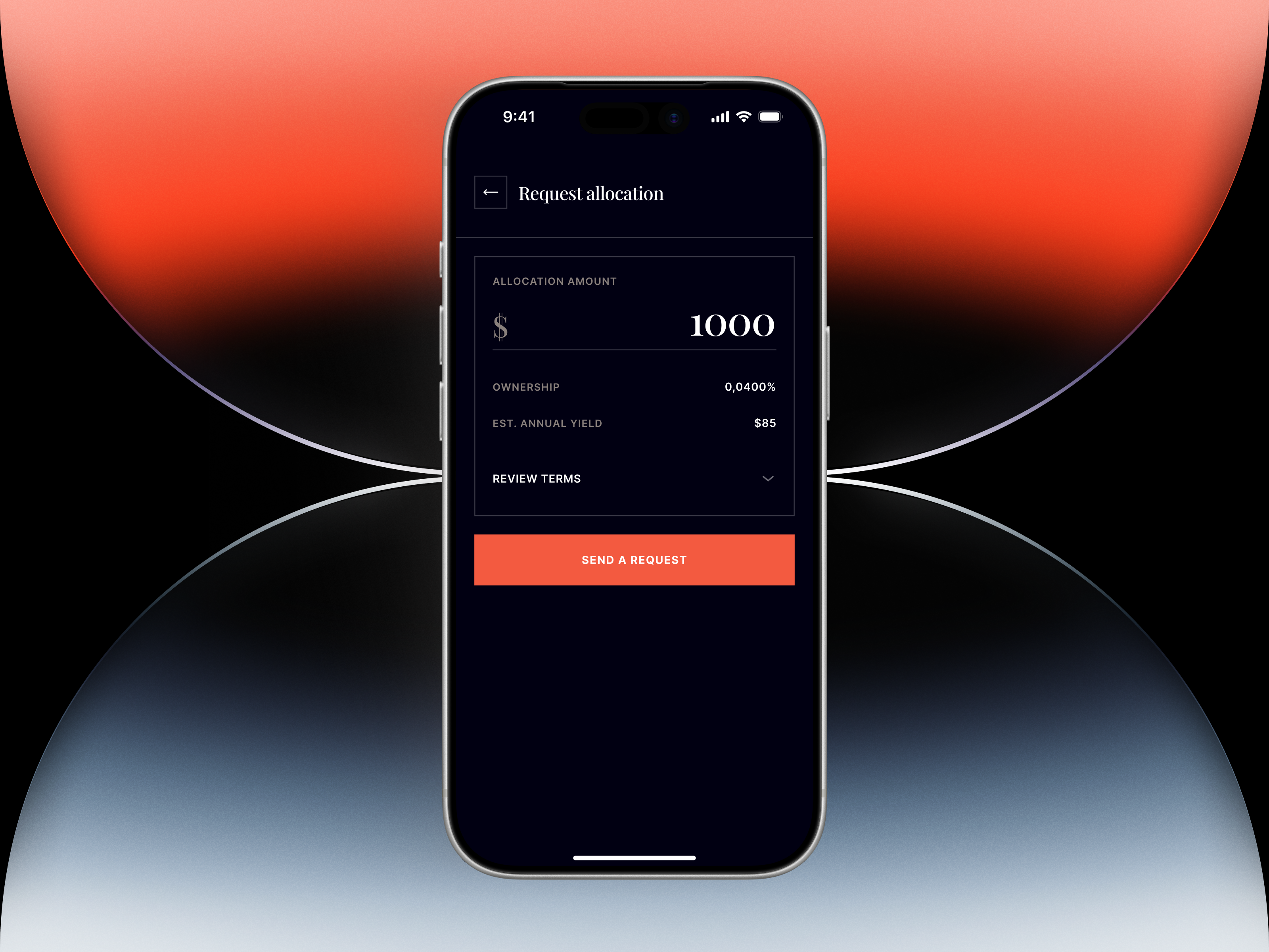Investment Allocation Request — Mobile App UI allocation clean design finance fintech app flow mobile app request ui ux