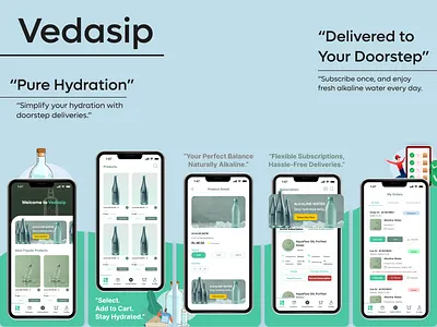 Alkaline Water Delivery App alkalinewater appinterface appmockups figmadesign healthyapp mobileapp mobileappshots subscriptionapp uxdesign
