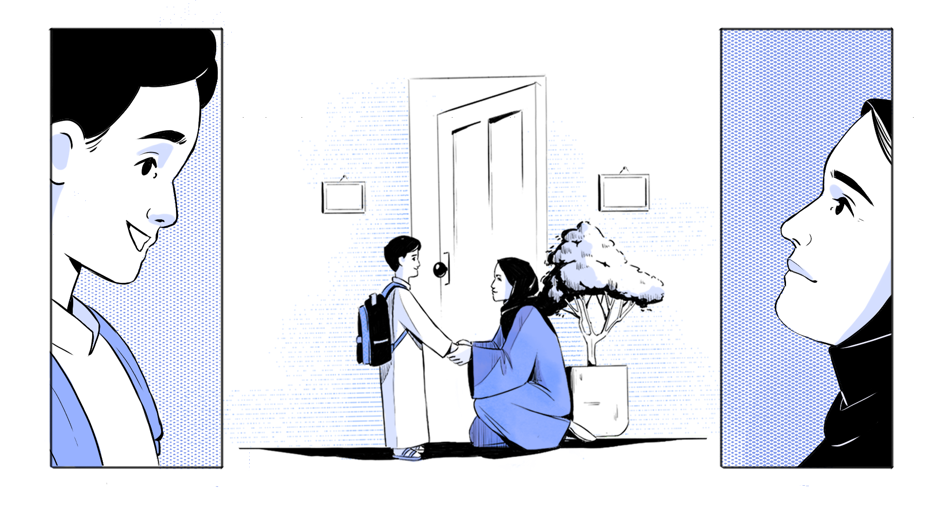 NGO social-impact family project arab character character design children college comic panel design education empathy family graphic design illustration line art muslim ngo school social impact storytelling vector illustration