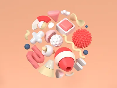 Shapes #4 3d berry blender3d c4d cinema4d circle dog hero hero image illustration image logo objects shapes strawberry toy toys web website yoghurt