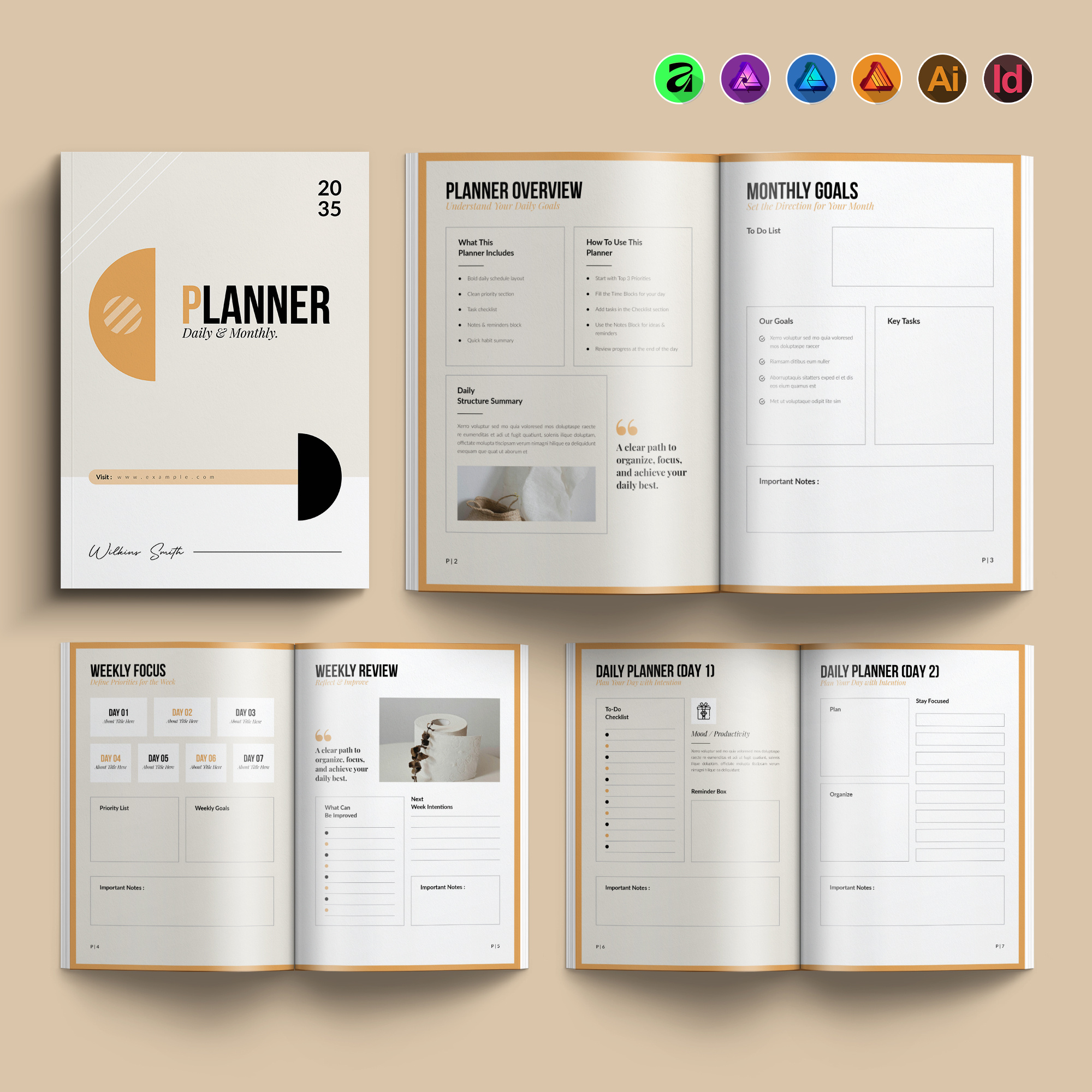 Daily Planner Template 3d a4 animation app architecture branding brochure business corporate daily planner template design graphic design illustration logo motion graphics print ui
