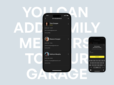 Carz. iOS App design family flat garage household mobile share ui ux