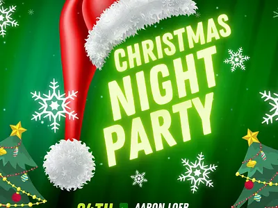 Green Christmas Party Flyer graphic design green christmas party flyer logo