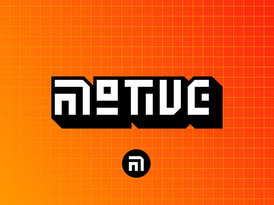 Motive Studios Logo Concept block branding design drop shadow game geometric graphic design grid lettering logo m motive orange square tech type typography vector video game wordmark