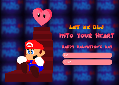 Mario 64 Valentine's Card design graphic design