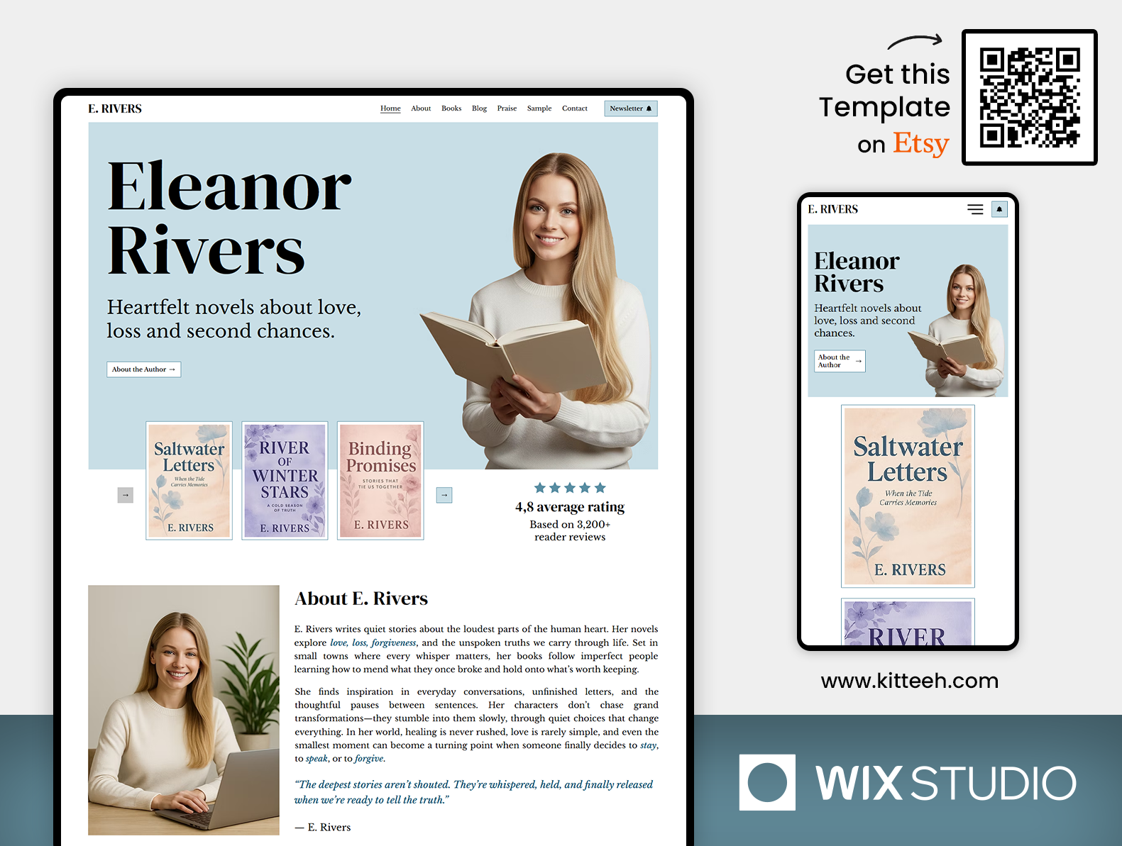 Writer & Author - Wix Studio Website Template author hero section author website template keywords book author wix book series filter bookstagram portfolio booktok creator template dynamic book pages ebook audiobook seller fiction novelist site indie author design literary blog wix multi book series newsletter author site peek inside books reader reviews cms responsive writer website romance writer layout sample pdf download self published books