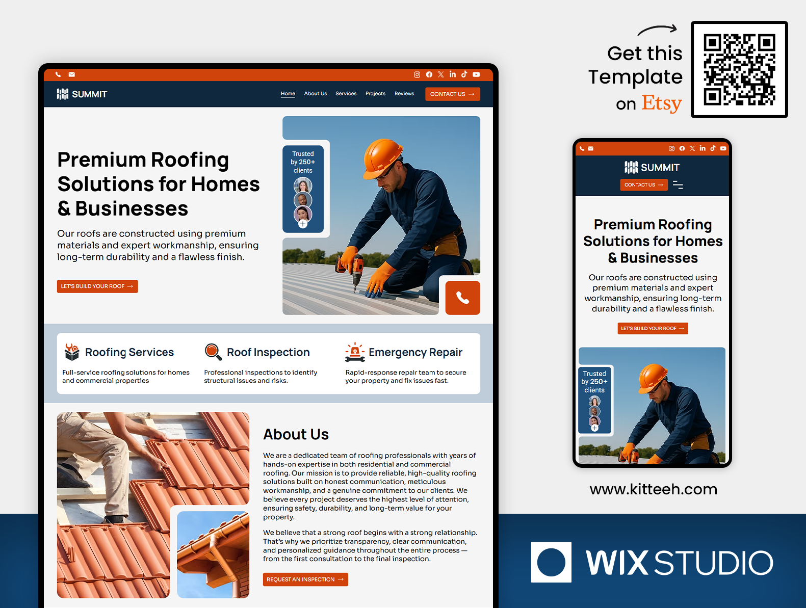 Roofing & Construction - Wix Studio Website Template b2b roofing services client testimonials wix commercial roof repair construction wix studio emergency roof service exterior home improvement home renovation design local contractor template no code roofing template portfolio blog layout professional roofing layout project gallery wix property maintenance design residential roofing site responsive contractor website roof repair website roofing company site roofing contractor template service lead conversion trust building construction
