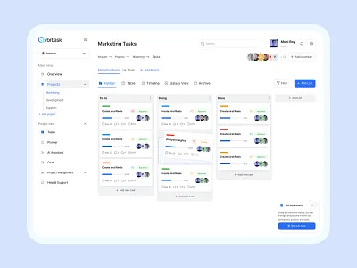 Orbitask-Kanban View b2b b2c branding dashboard design kanban list modern planner productdesign project managmet sas table task taskmanagement timeline ui uiux