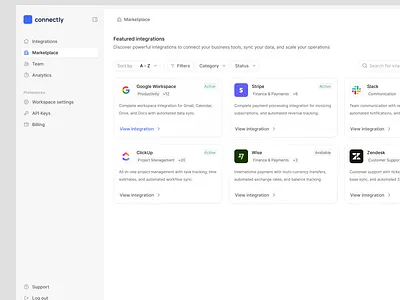 Integrations marketplace 🤌🏾 design product design ui ui design