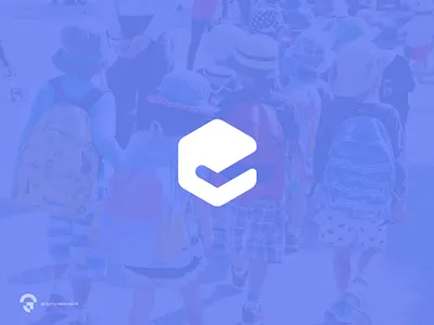 Bold and clean design for kids school accesories branding checkmark clean design geometric graphic design hexagon logo minimalist modern simple vector