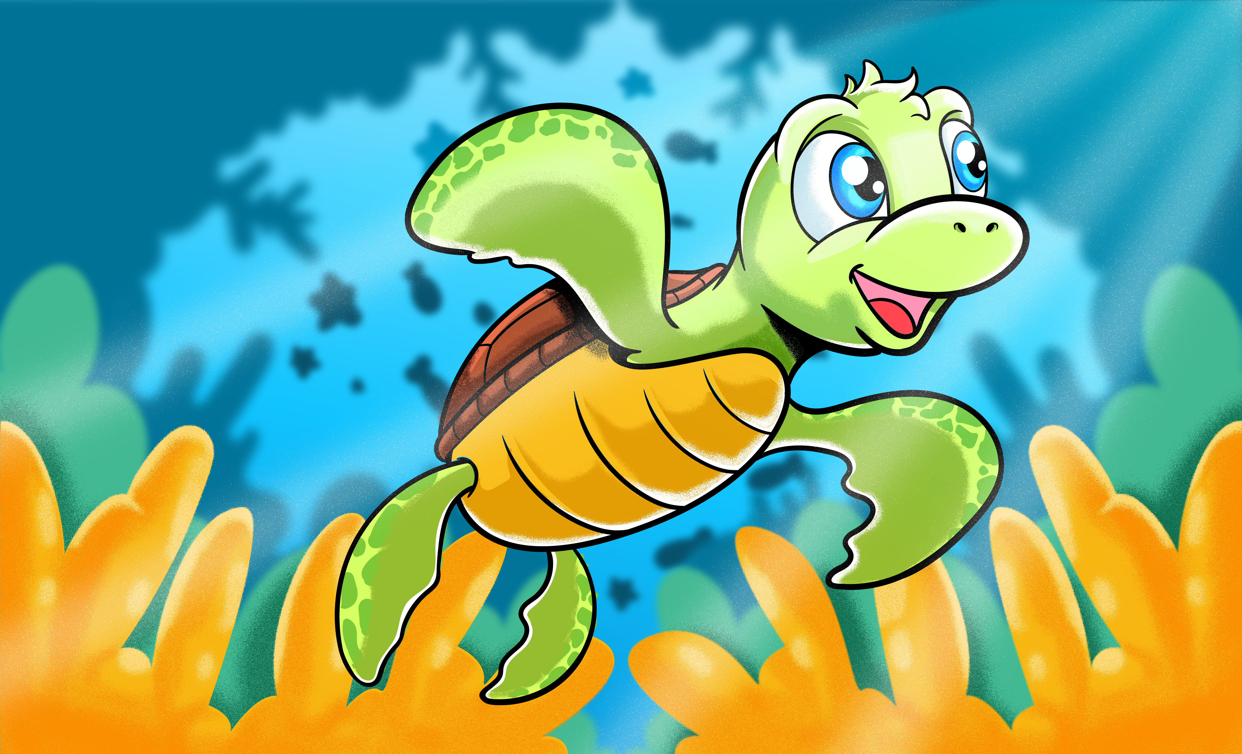 Sea Turtle Illustration 2dillustration adobeillustrator branding cartoon character characterdesign color design graphic design illustration logo sea sketch sticker stickerpack stickers turtle vector