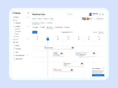 Orbitask-Timeline View dashboard modern project managment sas timeline ui uiux ux