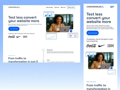 ConversionLab- Agency website b2b conversiondesign conversionrate design digitalmarketing dribbble figma landingpage marketing ui uiux uxdesign webdesign