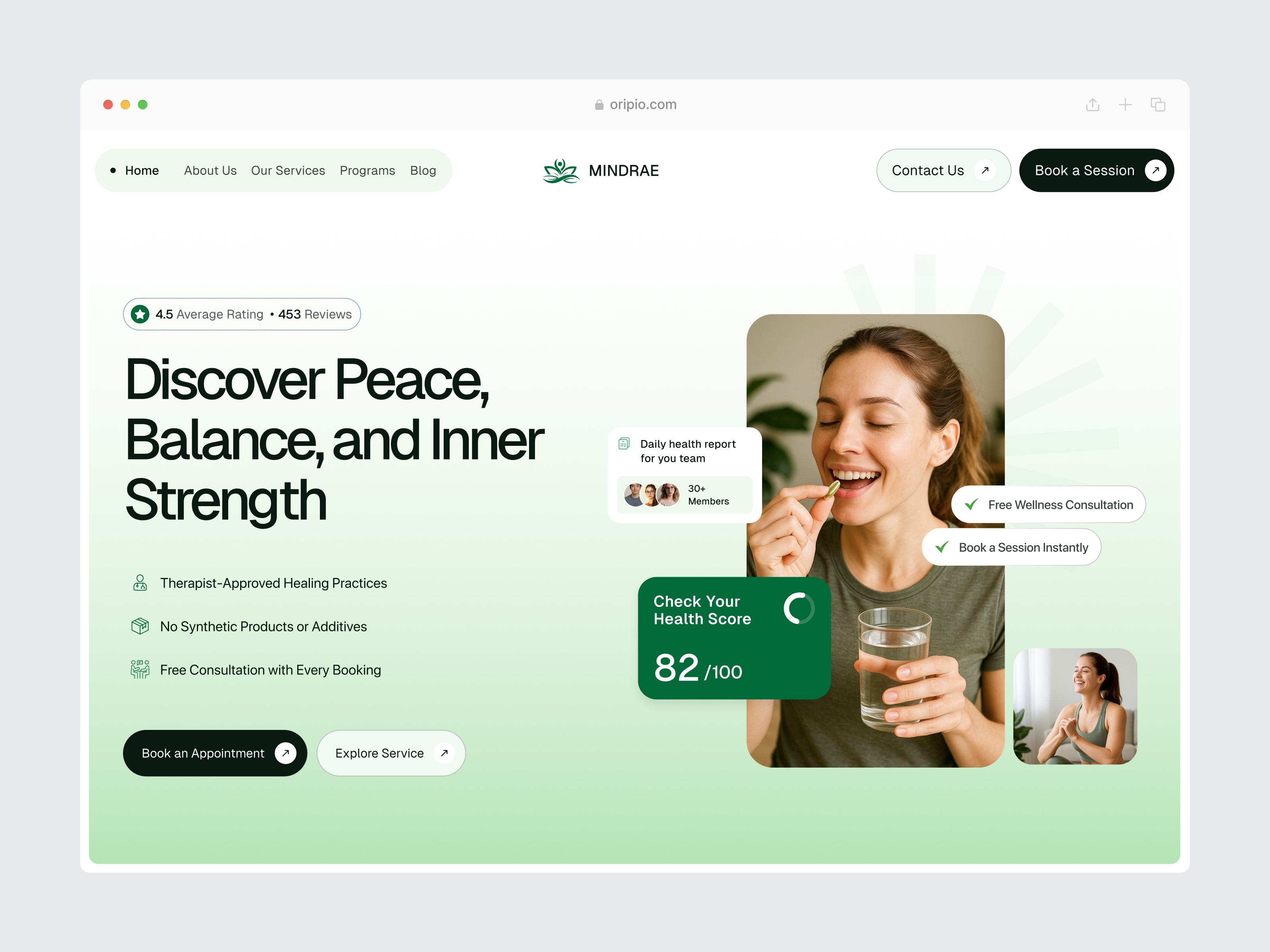 Wellness Landing Page fitness website healthcare landing page meditation telehealth telehealth website telehealth wellness ui ux web website website design weight loss wellness wellness website