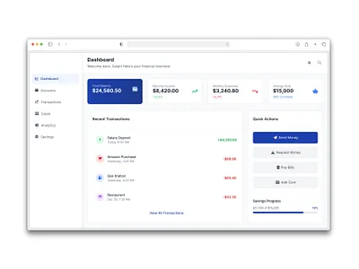 Finance Dashboard — Web UI Design d ahboared finance d ashboared dashbored figma interface ui ux web web design figma wed design