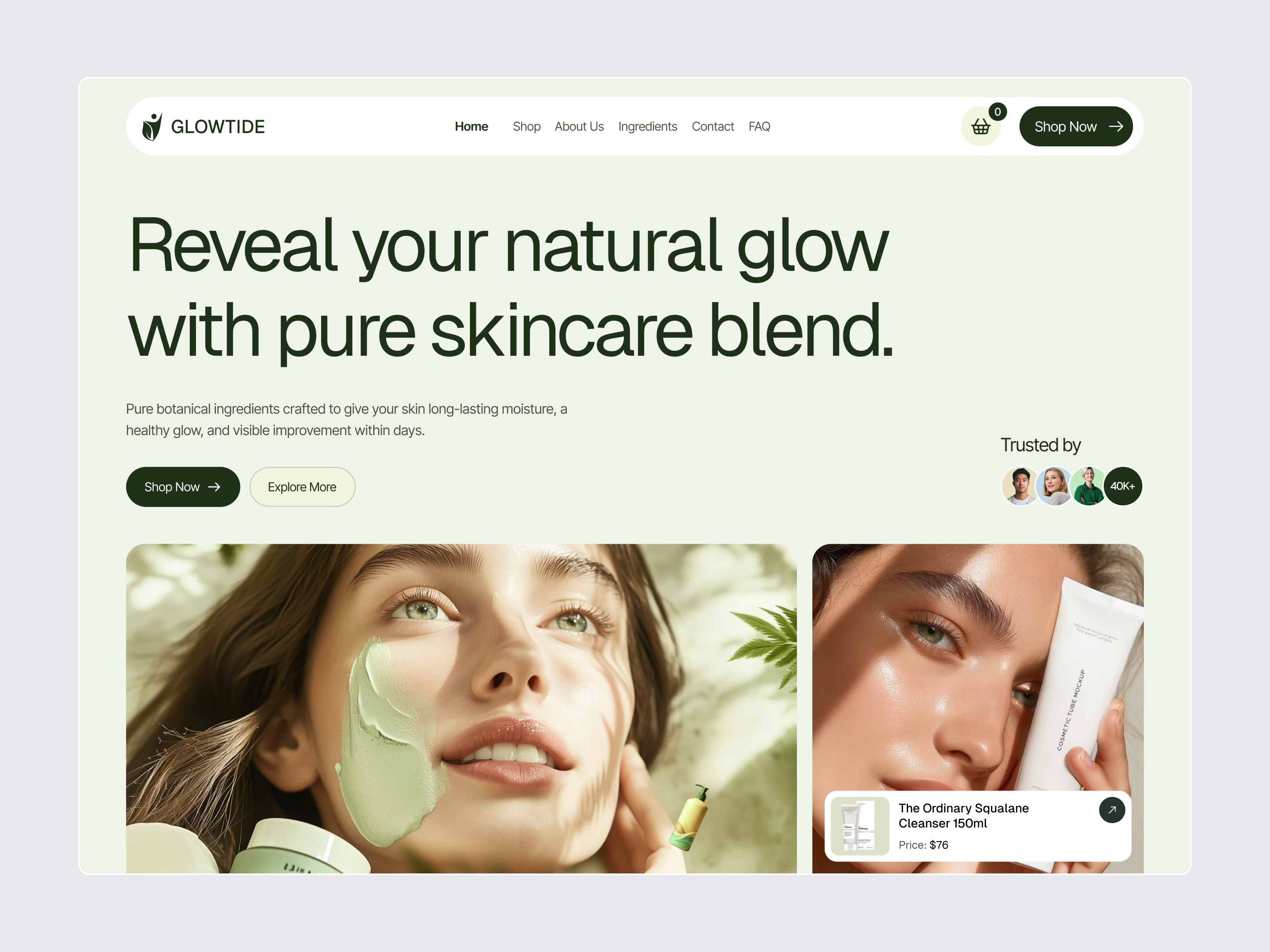 Landing Page - Skin Care Product beauty product beauty website e commerce ecommerce website landing page landing page design minimal ecommerce design product design product landing page shop skin care website skincare app skincare landing page skincare shop skincare website store uiux web design