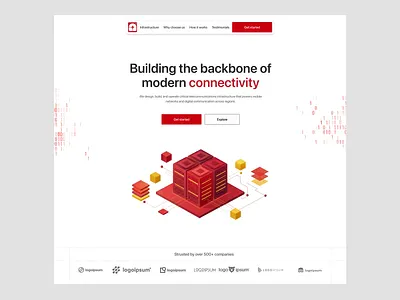 hero section for a telecommunication infrastructure brand ai branding dailyui graphic design hero section illustration landing page logo product design saas uiux user experience ux website