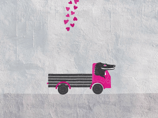 Hearts delivery animation beautiful cute design dragon hearts illustration lovely motion graphics pink truck valentines day