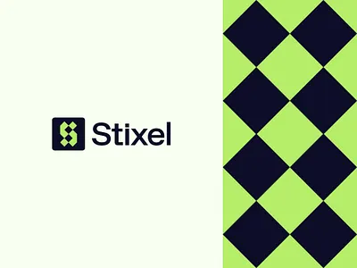 Stixel - Letter S & Pixel Logo Design abstract bold box brand identity branding clean graphic green growth innovative letter s logo design modern pattern pixel screen square tech transparent trust