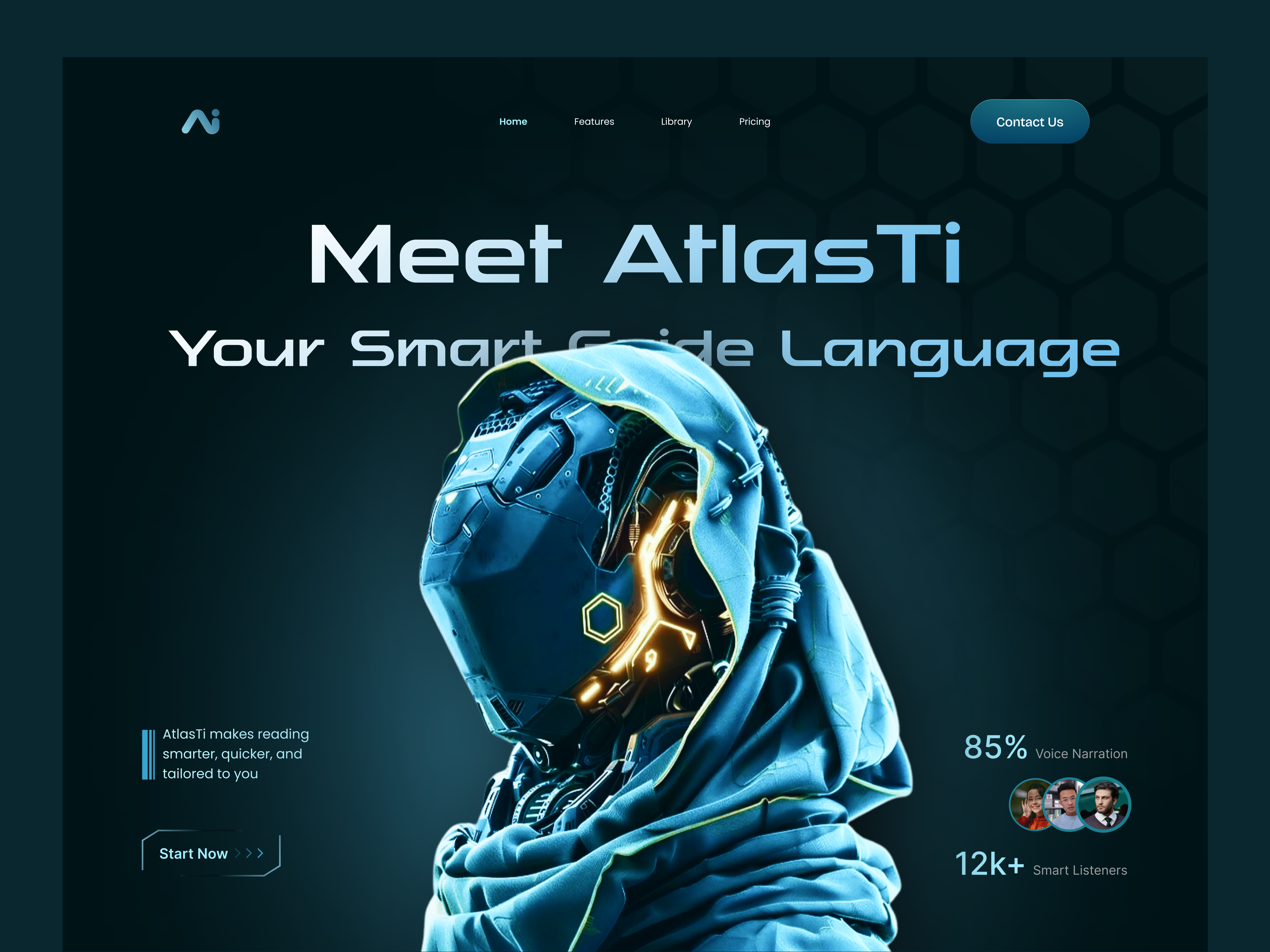 Ai Website Design ai ai branding ai hero section ai landing page ai product ai reader ai website artificial intelligence dark website education education website figma modern design pattern design reading robot robot hero section robot landing page website design