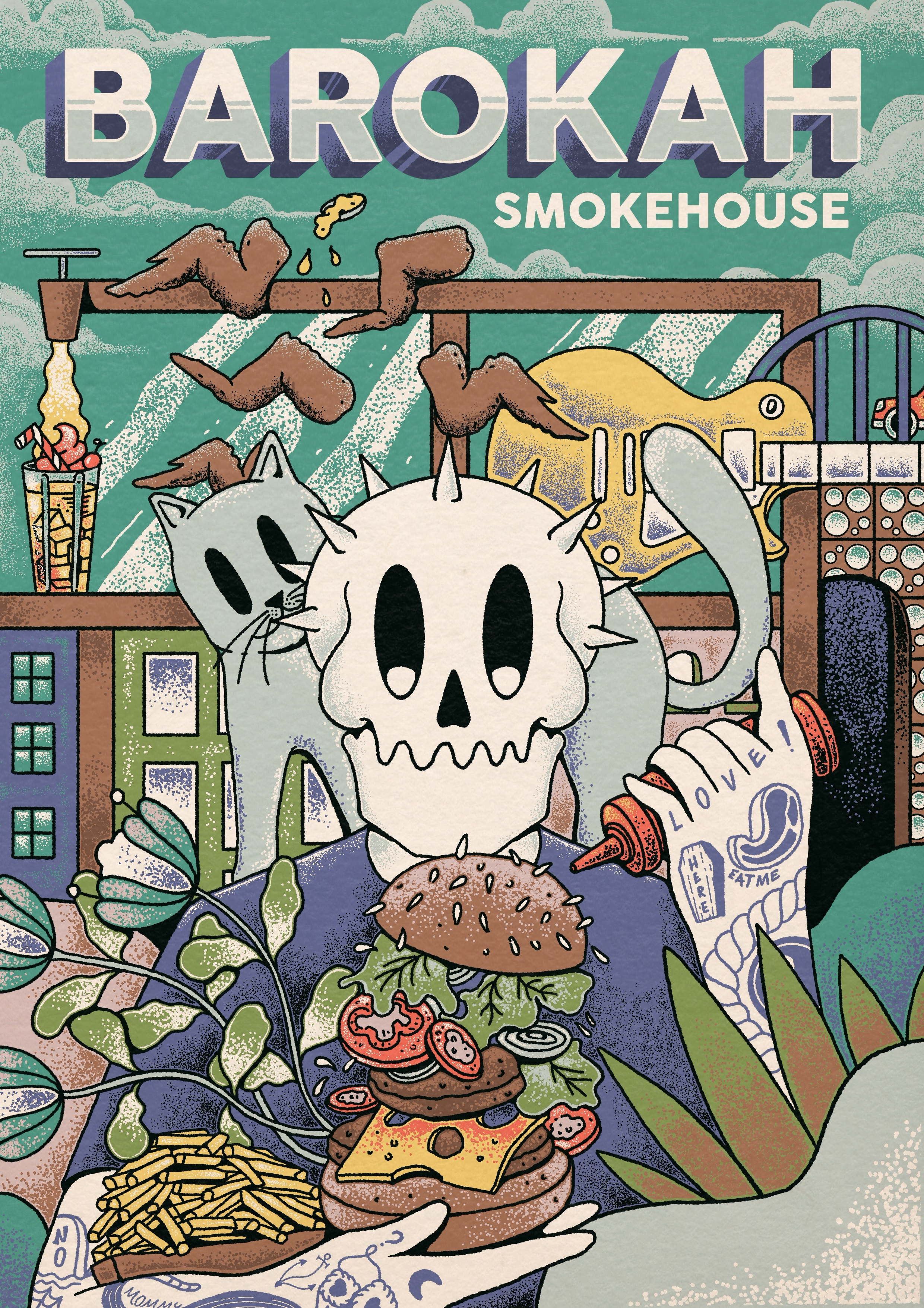 Barokah Smokehouse comissionwork illustration paradiso posters surrealism teesdesign tshirtdesign vintage