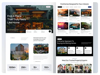 Minimalist Real Estate Landing Page UI Design apartment finder architecture booking platform corporate website design hero section home listing interior design kinetic glyph landing page lifestyle luxury homes minimal interface modern design mrhbubur rahman property website real estate realtor app website website design