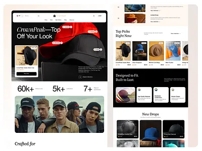 Urban Headwear Store & Cap eCommerce Web Design accessories apparel cap design clothing brand ecommerce fashion website hat store headwear hero section kinetic glyph landing page mehbubur rahman minimal ui online shop retail design shopping streetwear urban style website website design