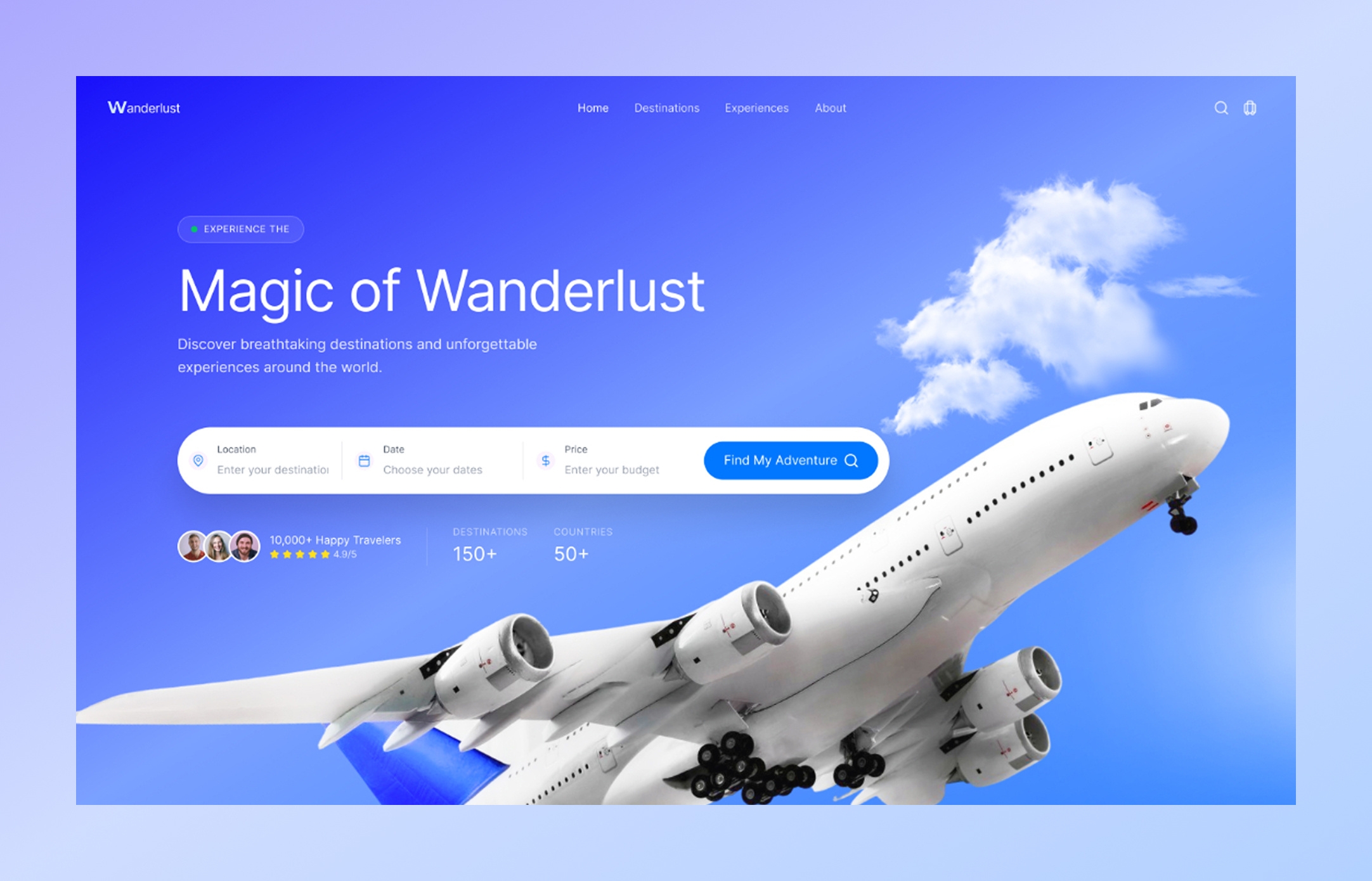 Travel Booking Website bookingwebsite creativedesign flight booking flight booking website flight ticket holiday landing page minimal modern online ticket booking tour traveler traveling trip ui uidesign ux uxdesign webdesign website design