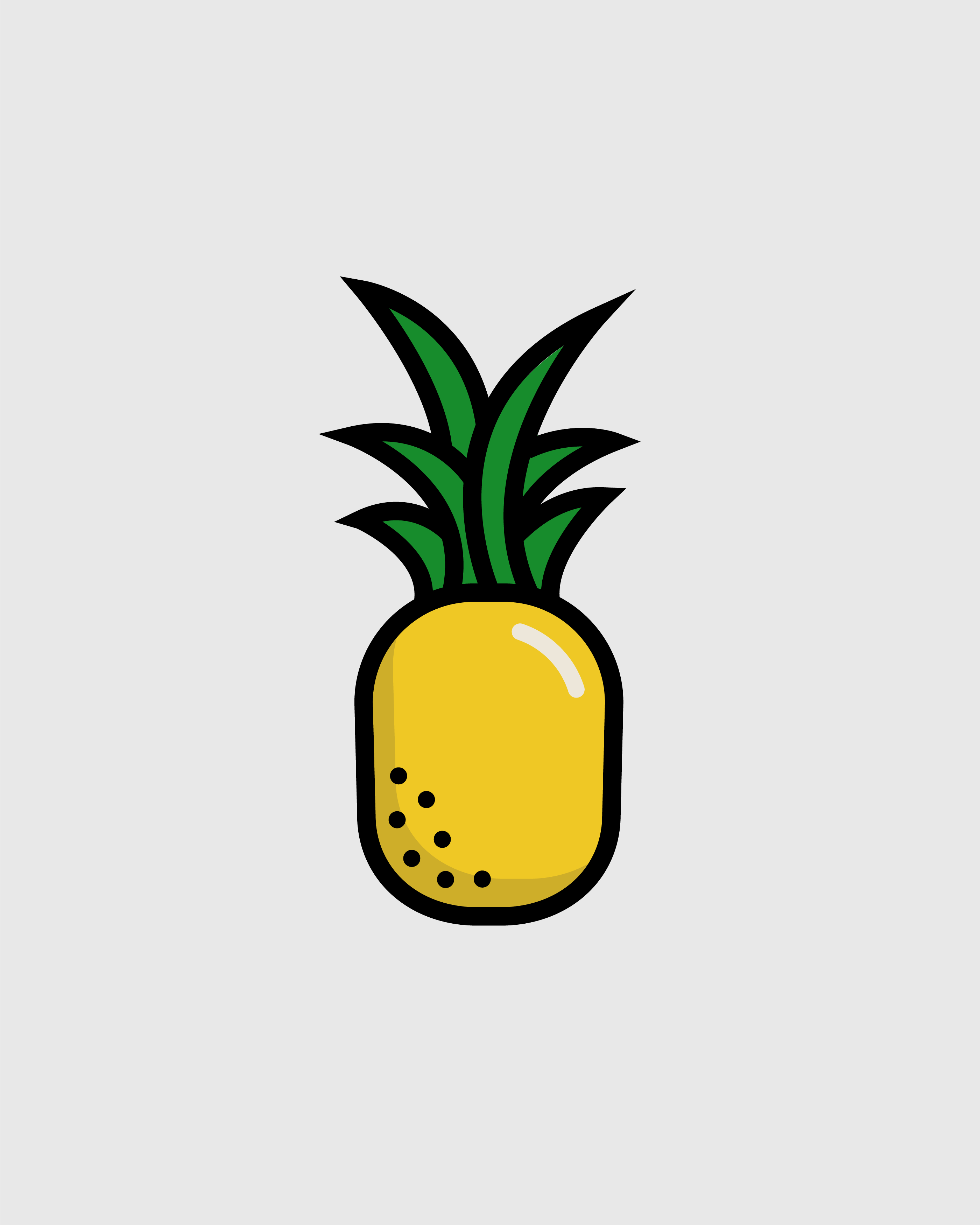 Pineapple - Vector Illustration bright cute fruit green icon illustration line art minimalistic vector yellow