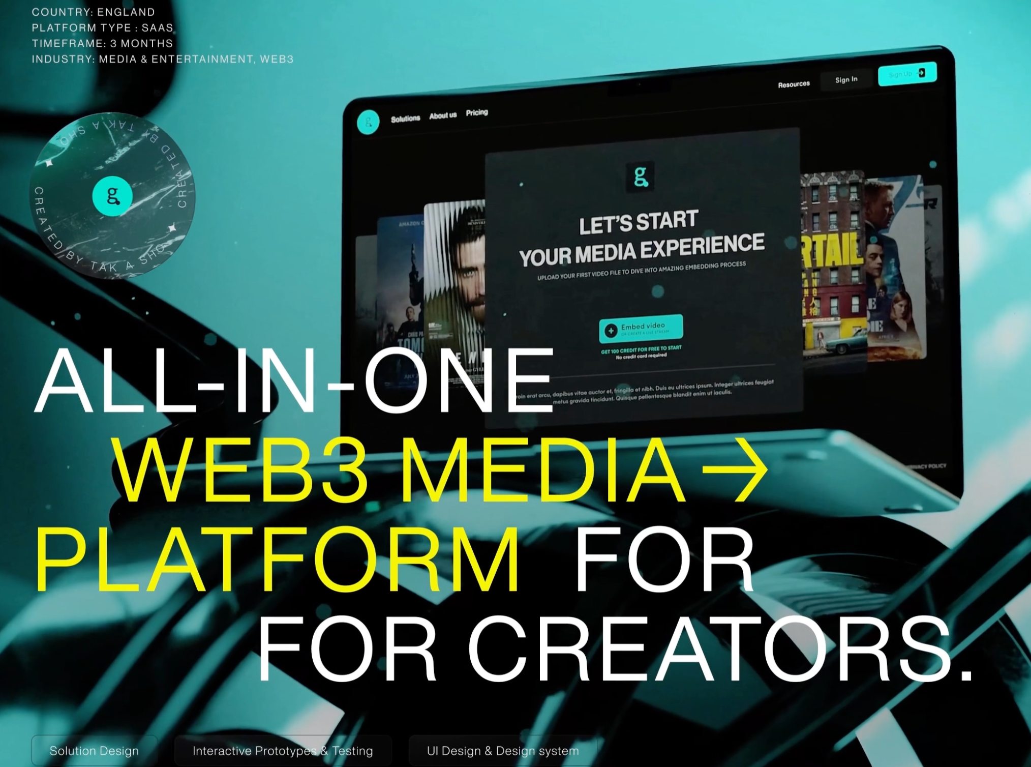 GreenFish — Web3 Media Platform 3d animation app banner blockchain branding crypto dark dashboard gradient media motion graphics saas stream ui ux web web3