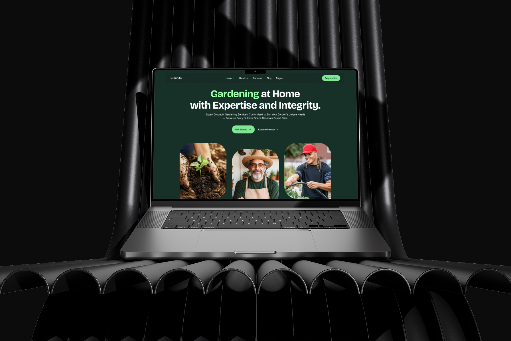 Gardening Solution Website Design 3d animation branding design gardening website design gradening website graphic design illustration landing page motion graphics ui ui design uiux web design web template