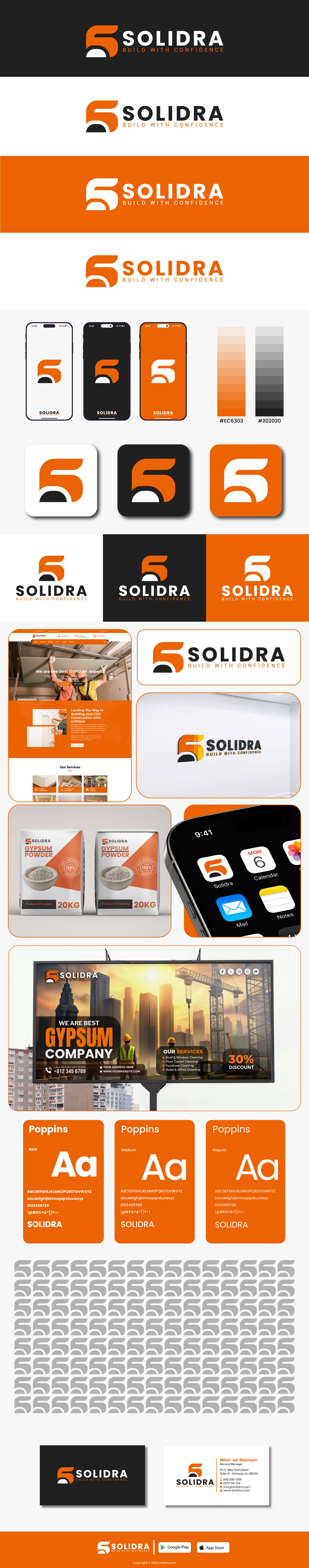 Logo Design And Branding ( SOLIDRA ) brand brand design brand identity branding business card graphic design gypsum icon design logo logo animation logo design logo typho minimal mobile app stationery design