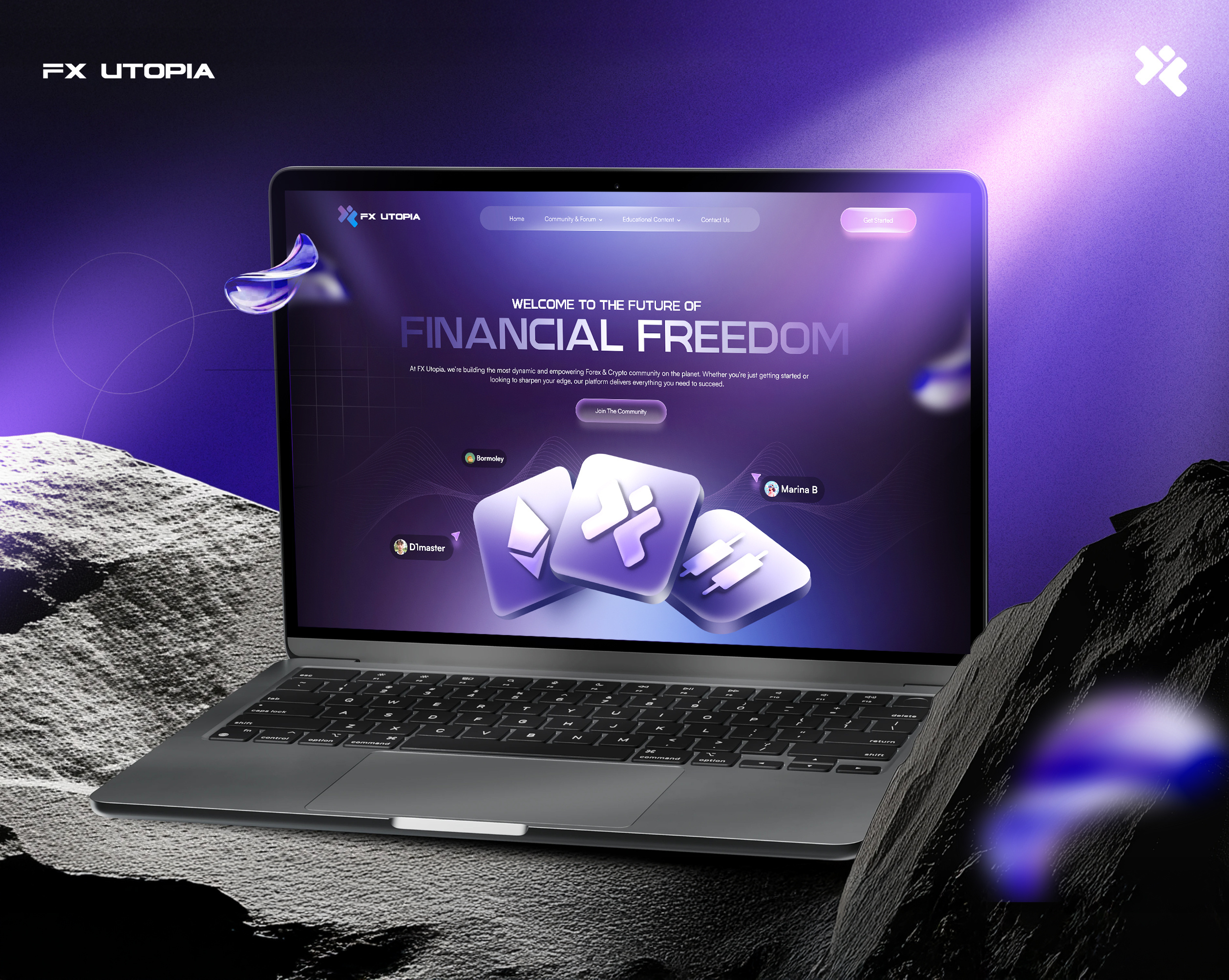 FX Utopia - Landing Page Design branding crypto graphic design landing page layout saas trading ui ux website