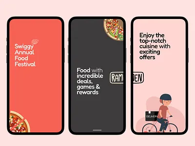 Swiggy Food Festival Glance app branding delivery designer figma food graphic design illustration mob app mobile ui