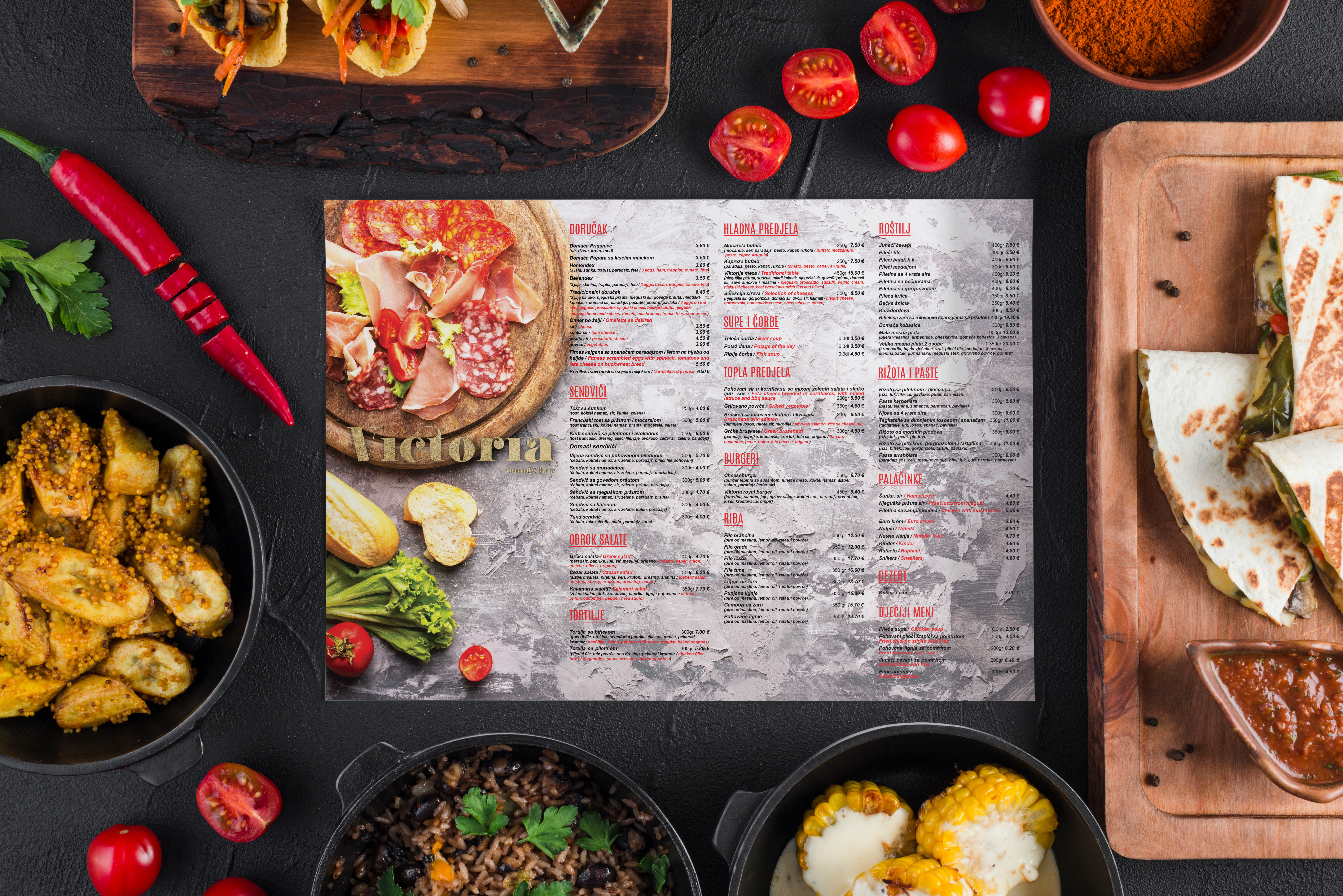 Victoria - One Page Menu branding design food menu food photography graphic design illustration layout design logo menu menu design mockup mockup design print print design restaurant restaurant branding restaurant menu typography ui ux design visual design