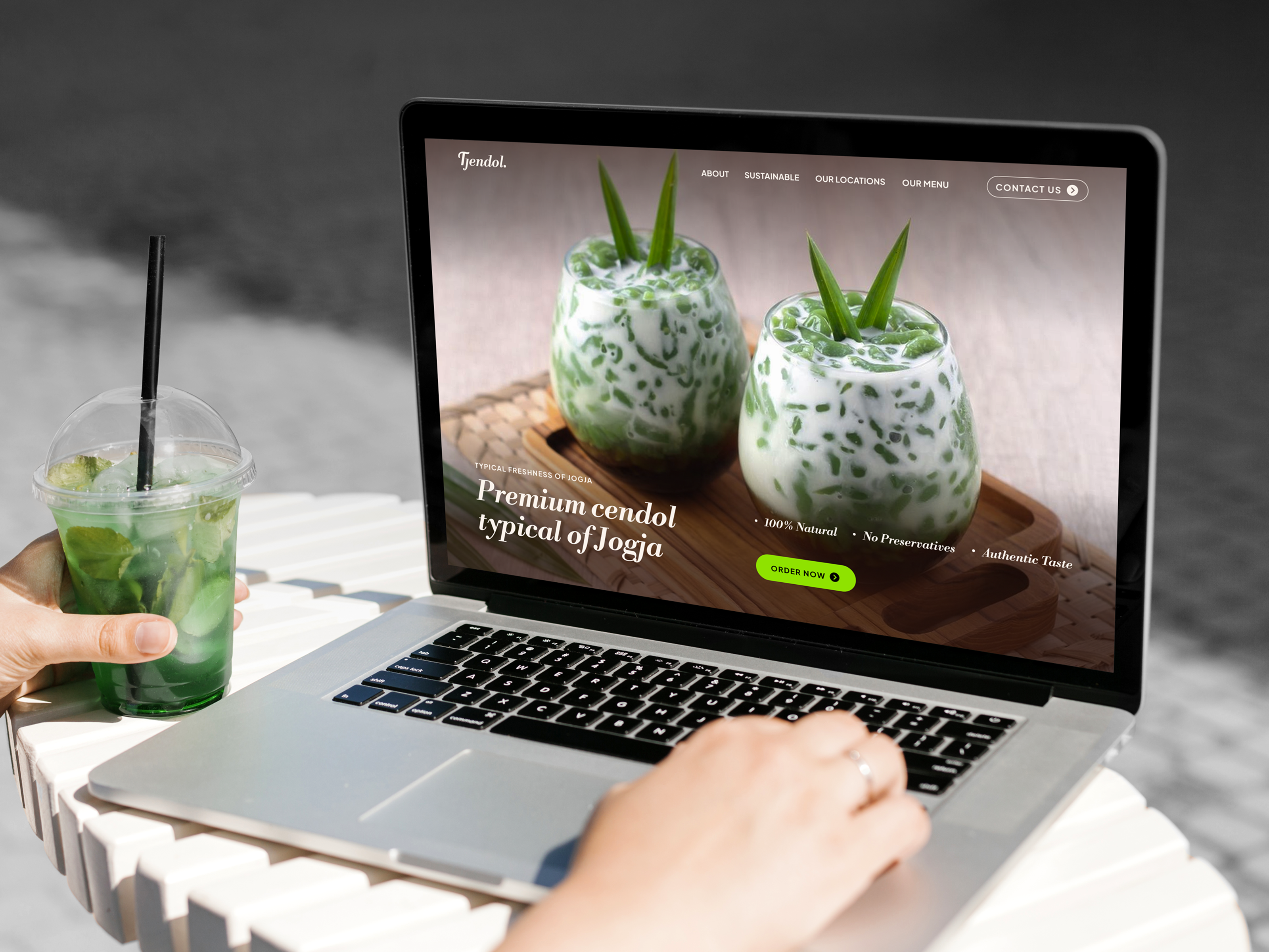 Tjendol - Premium Traditional Beverage Website beverage cleanlayout culinary drinkwebsite figma foodandbeverage fresh indonesia landingpage minimalist modernui traditionalfood uidesign uiux webdesign