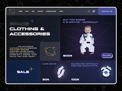 Space Clothing Shop clothes concept design kid kids landing shop space ui universe ux webdesign website