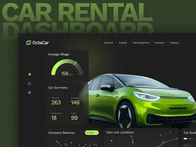 Car Rental Dashboard UI – Overview & Analytics admin admin panel analytics car car rental car rental dashboard dark ui dashboard dashboard design data visualization figma saas ui design ux design web app