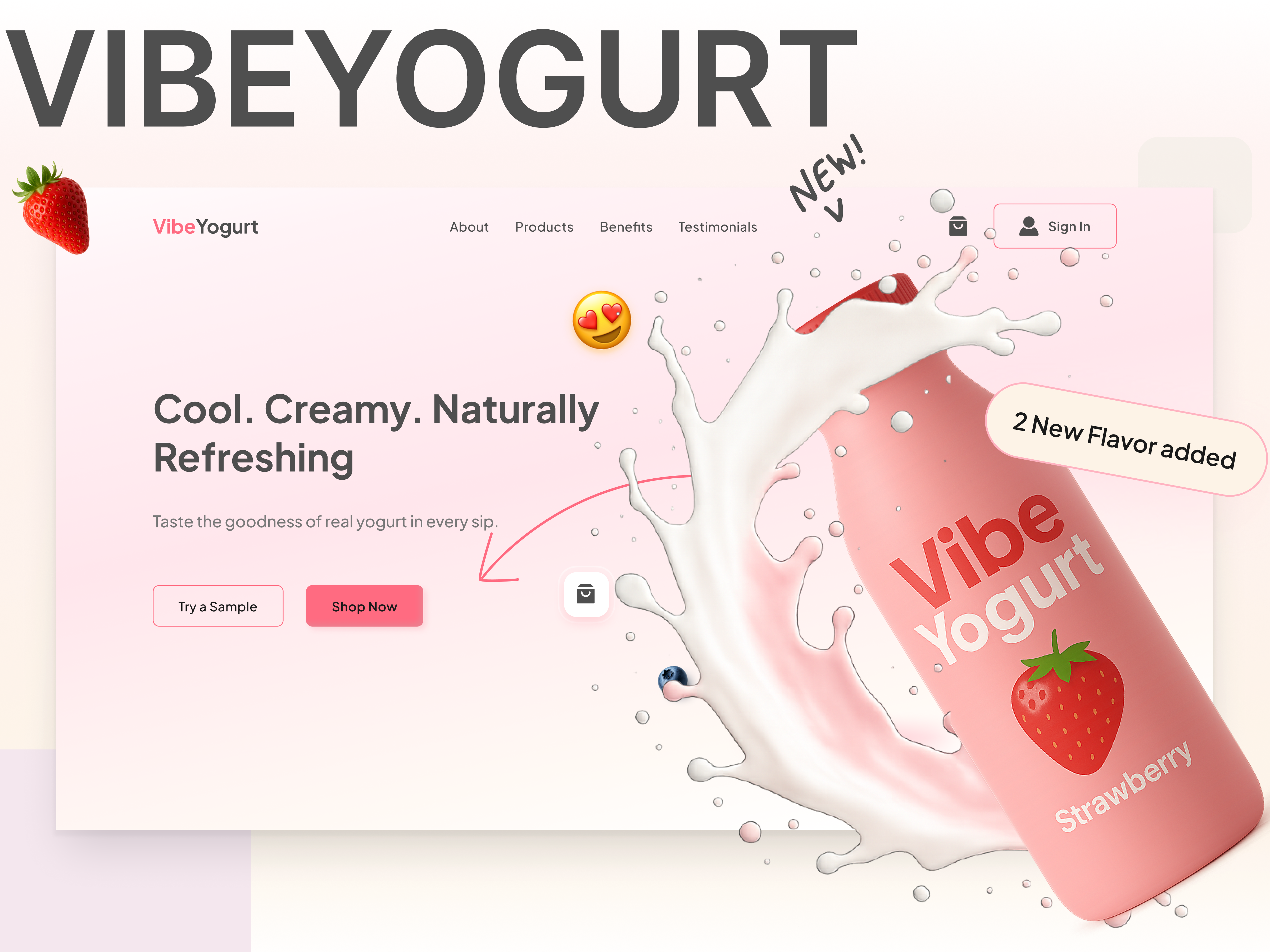 VibeYogurt branding clean ui concept project figma design food website landing page design modern design ui design ux design web design yogurt brand