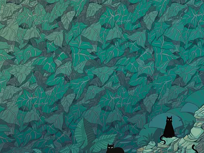 Au fil de l'eau cats comics digitalart drawings fantasy illu illustration magazine cover motif nature pattern pattern design water