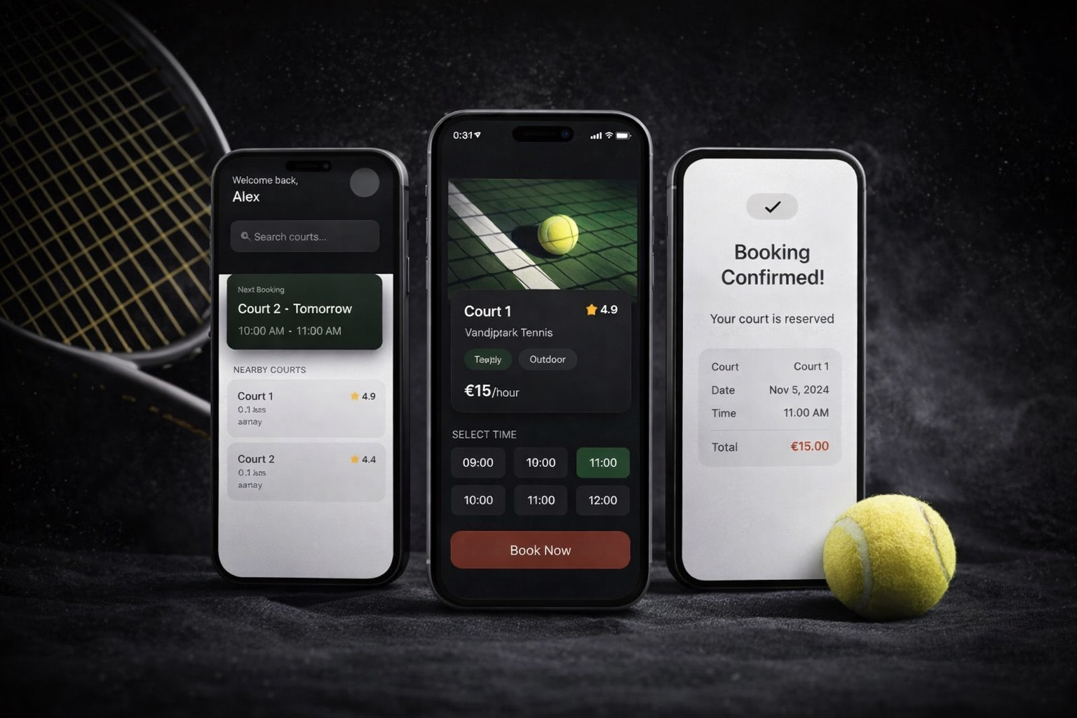 reServe - Tennis Court Booking Experience concept interaction design mobile app product design ui ux