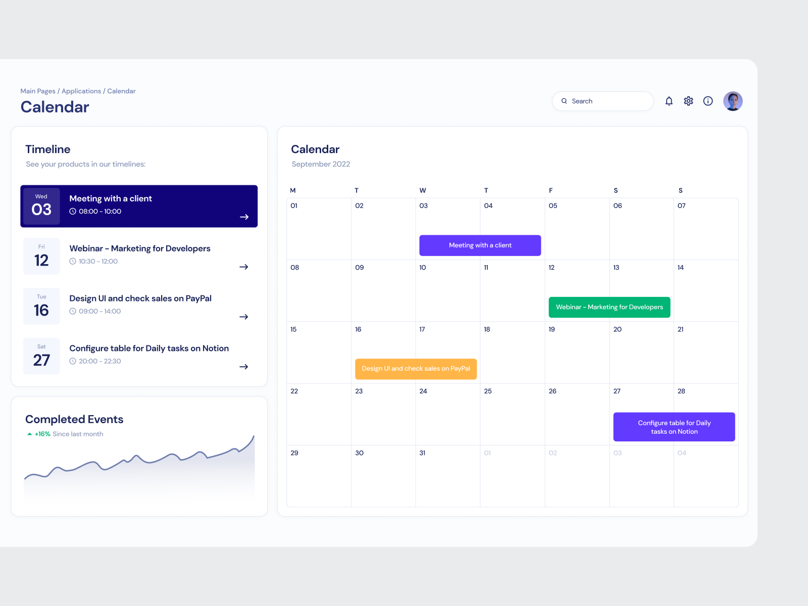 Calendar Schedule UI cards Horizon UI by Horizon UI on Dribbble