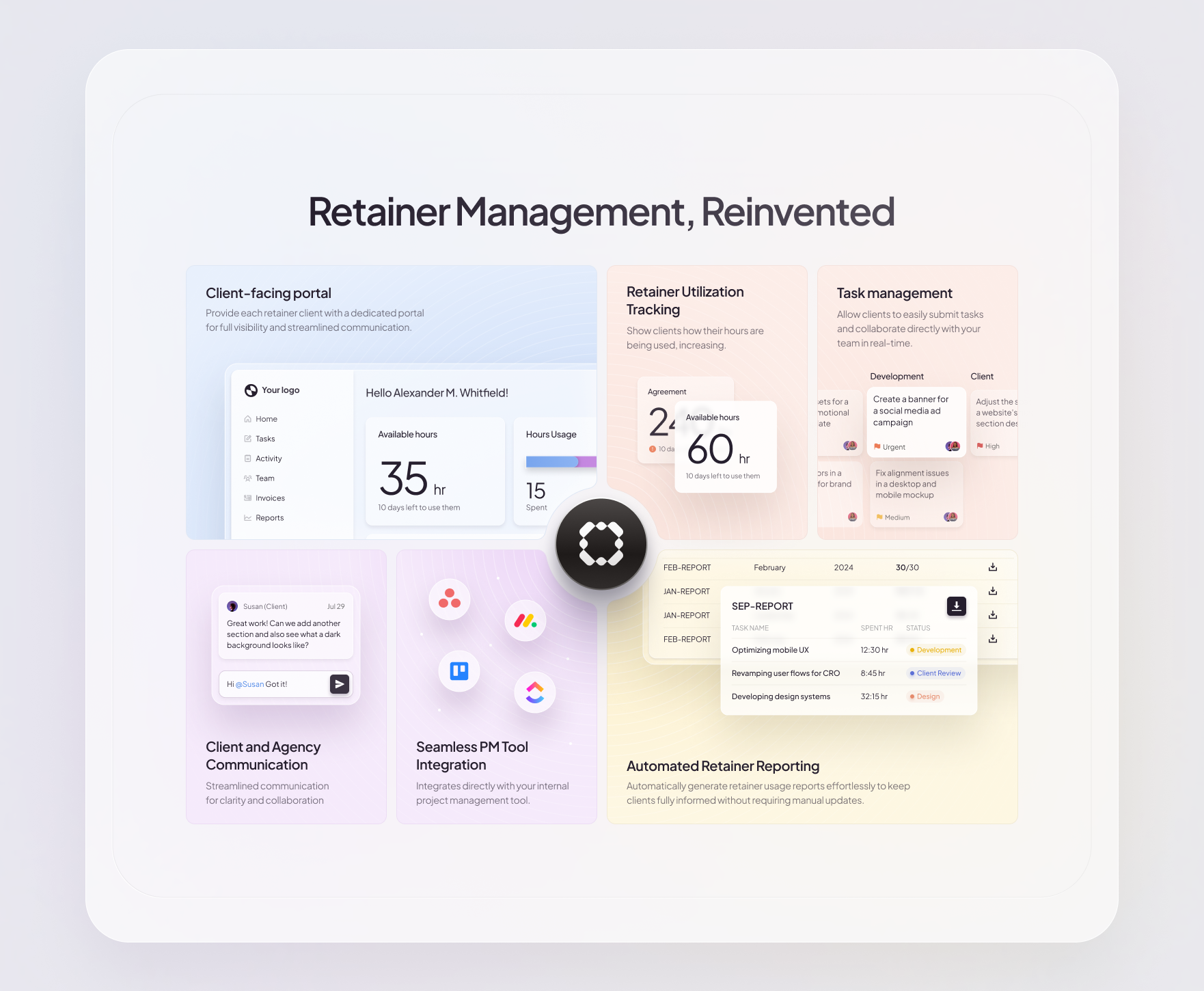 Retainer Management SaaS Website b2b saas bento bento design bento section dashboard design minimal design modern web product website saas website startup design ui design web design