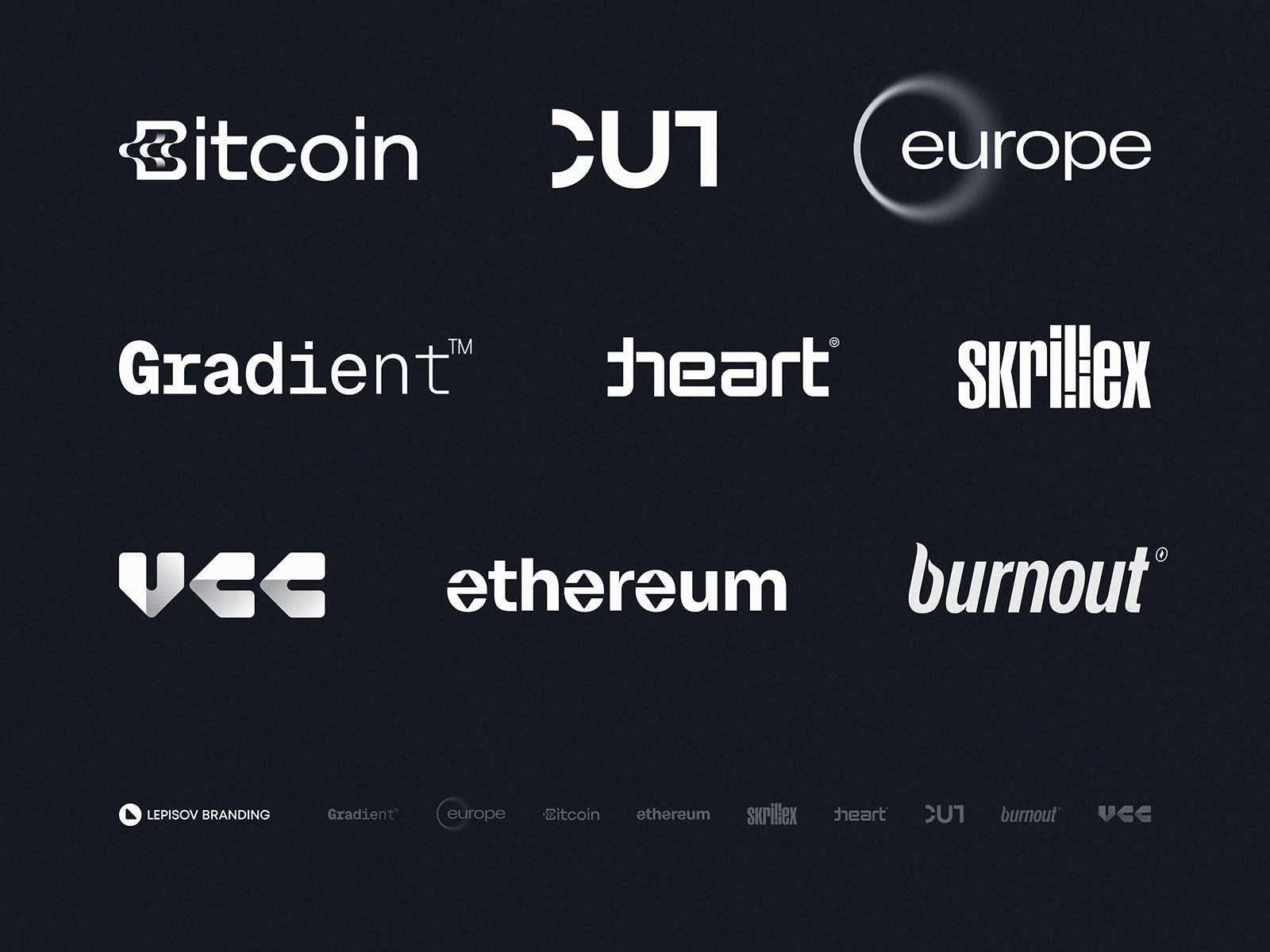 Typographic Logos Collection 2025 ai ascii blockchain branding collection crypto fintech gradient identity lettering llm logo logotype tech token type typography