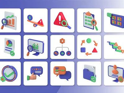 3D Project Management Icon Set 3d design graphic design icons illustration vector